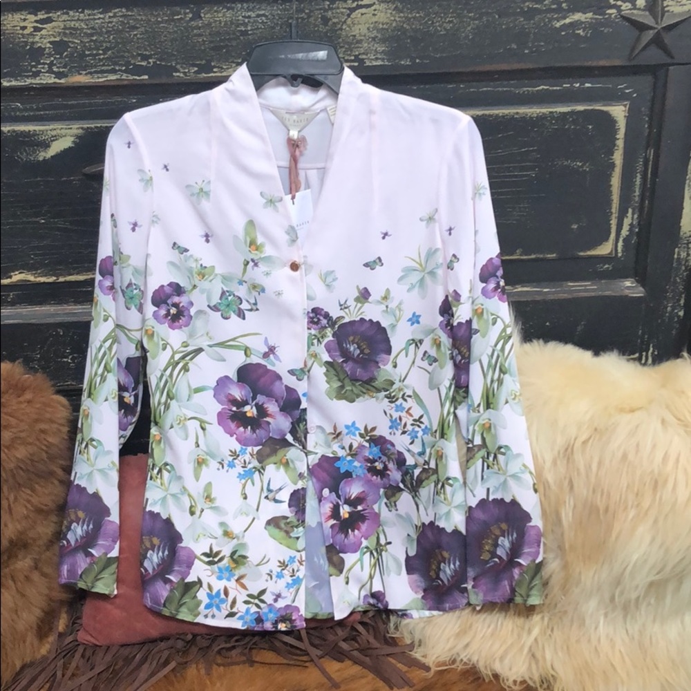 Ted Baker pink/purple floral button down